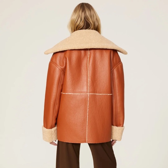 Nanushka Beryl Paneled Faux Shearling Jacket Size Small - Picture 10 of 16